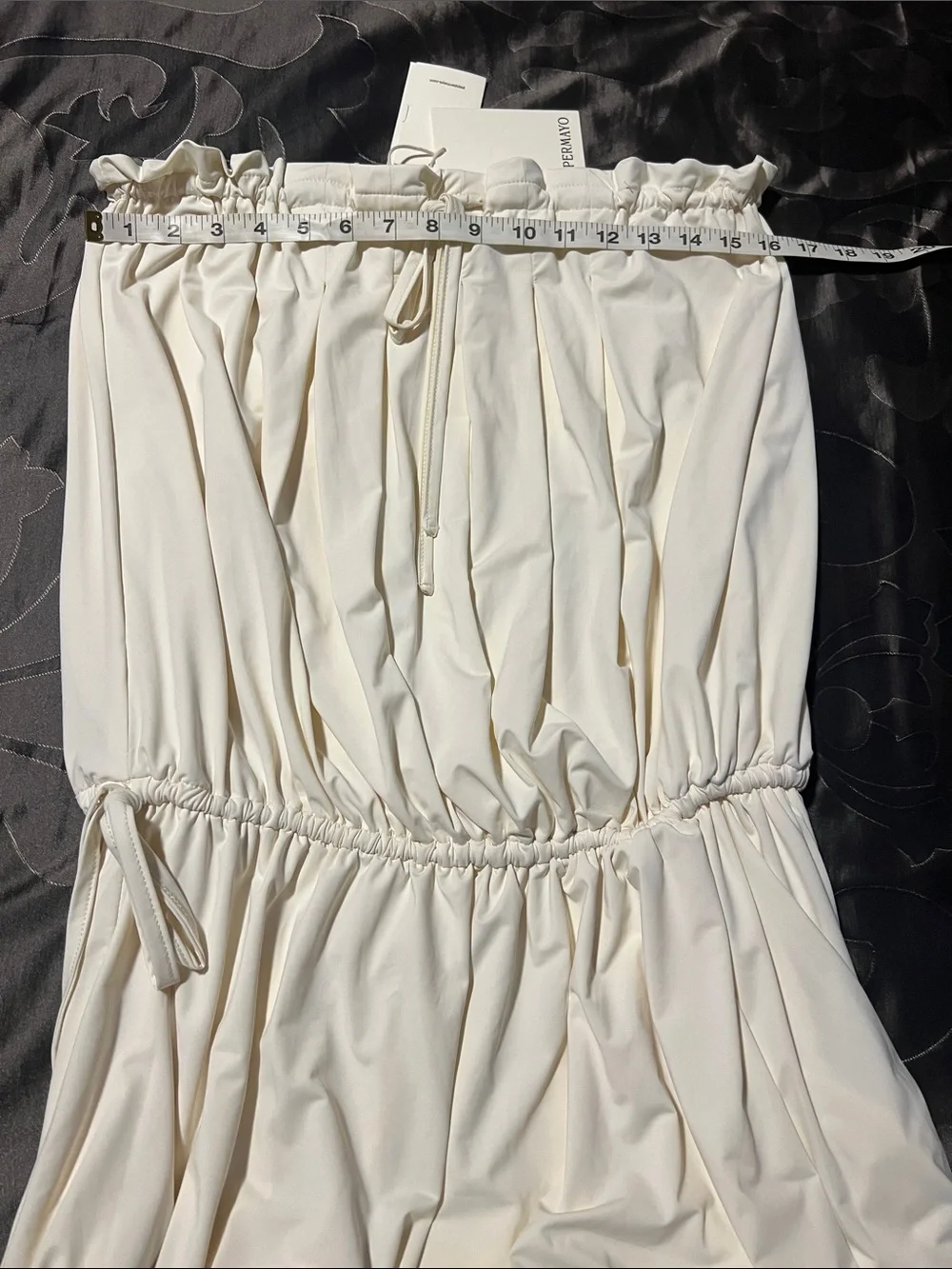 NWT Peppermayo Leighton Strapless Mini Dress Ivory Cream Drawstring Women’s XS/S - Picture 8 of 14